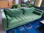 Groene velours bank, Ophalen, Driepersoons, 75 tot 100 cm, Zo goed als nieuw