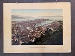 Schoolplaat De havenstad Bergen in Noorwegen, Antiek en Kunst, Antiek | Schoolplaten, Ophalen of Verzenden
