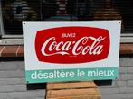 Vintage Coca-Cola emaille Reclamebord - Buvez!, Reclamebord, Gebruikt, ., Ophalen of Verzenden