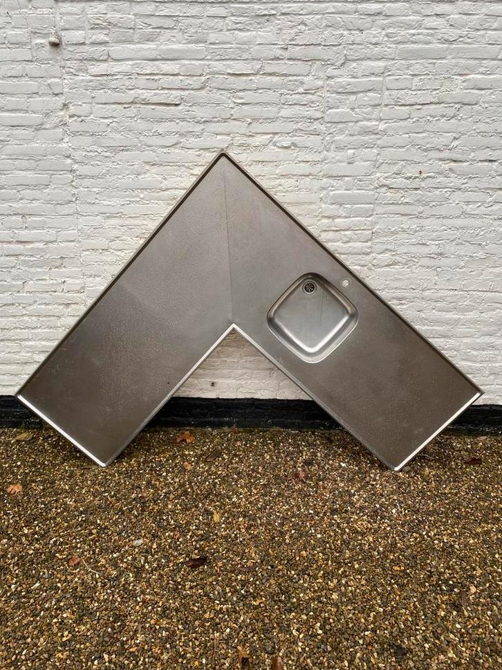 Rvs keukenblad hoekblad 171x161cm buitenkeuken oppottafel, Huis en Inrichting, Keuken | Keukenelementen, Gebruikt, Minder dan 100 cm