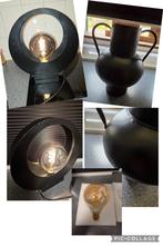 Leuk set van vaas en lafellamp van zwart metaal incl. lampen, Huis en Inrichting, Ophalen of Verzenden, Zo goed als nieuw