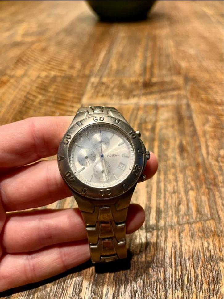 Vintage Fossil Blue horloge TI5070, Sieraden, Tassen en Uiterlijk, Horloges | Heren, Gebruikt, Polshorloge, Overige merken, Staal
