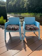 2 lichtblauwe moderne tuinstoelen Garden Impressions Box, Tuin en Terras, Tuinstoelen, Ophalen, Gebruikt, Kunststof