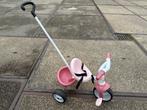 Roze Smoby driewieller met duwstang, Ophalen, Gebruikt, Smoby, Duwstang