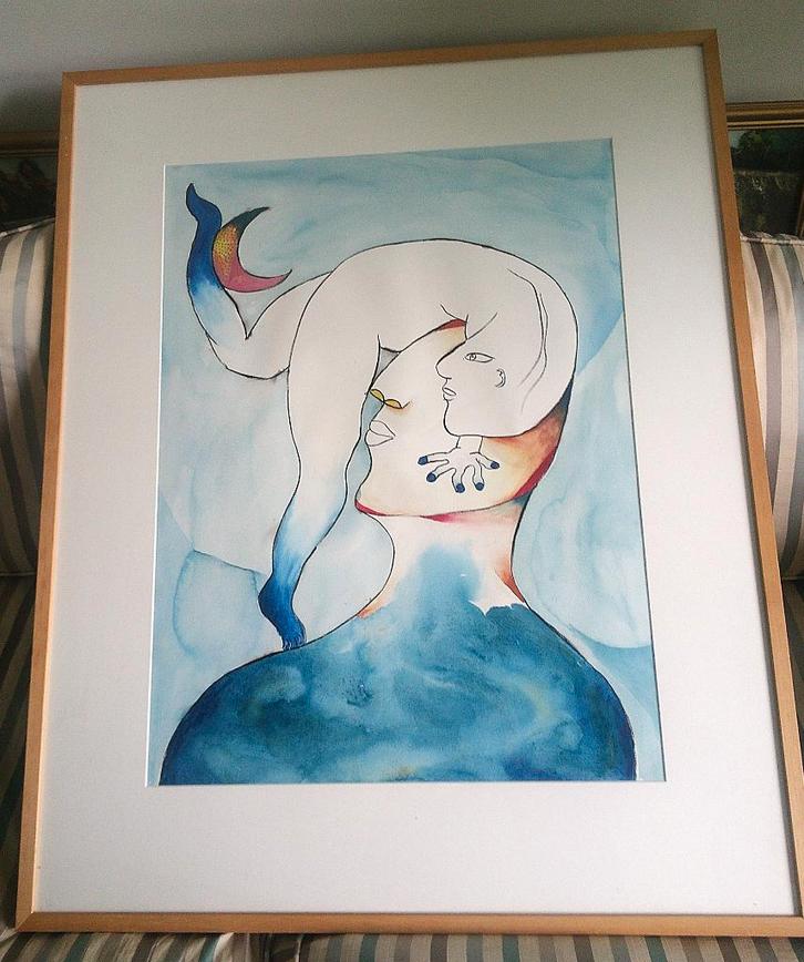 Surrealistisch portret met figuur 2007 - Surajiya (Indonesië, Antiek en Kunst, Kunst | Schilderijen | Klassiek, Ophalen