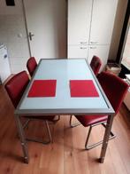 Eettafel Oslo met 4 leren stoelen, Ophalen, 50 tot 100 cm, 150 tot 200 cm, Zo goed als nieuw