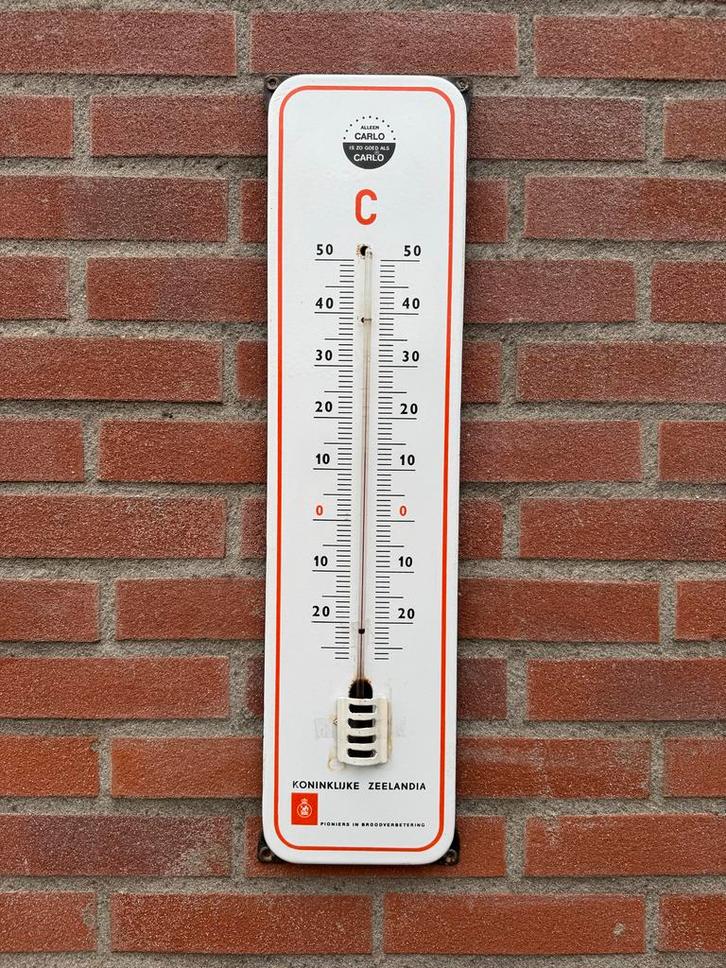 Vintage Carlo Thermometer Koninklijke Zeelandia, Antiek en Kunst, Antiek | Emaille, Ophalen of Verzenden