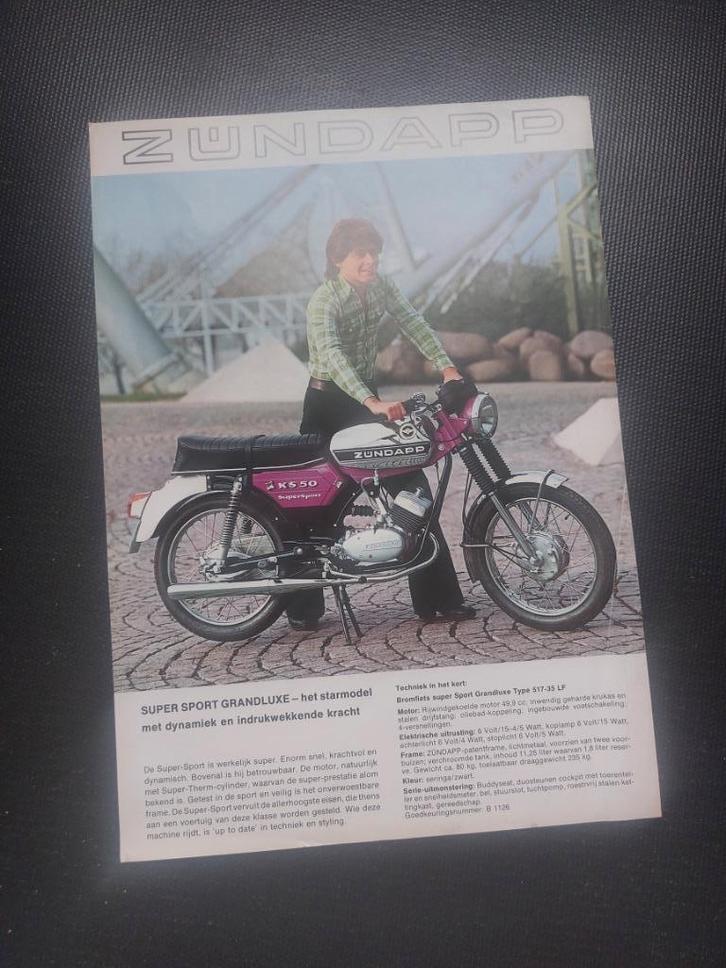 Nederlandse Zundapp KS50 super sport grand luxe GTS50  flyer, Fietsen en Brommers, Handleidingen en Instructieboekjes, Nieuw, Ophalen of Verzenden