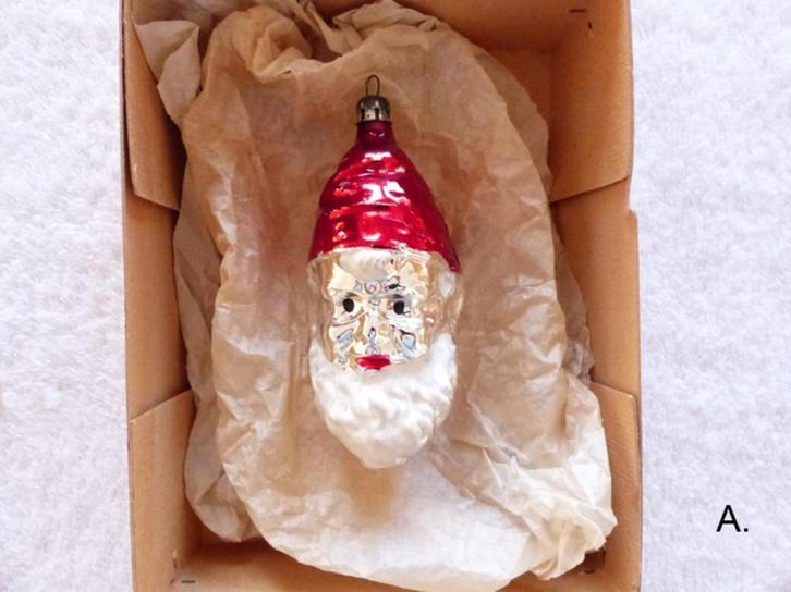 Oude grote kerstbal hoofd kerstman A, Diversen, Kerst, Ophalen of Verzenden