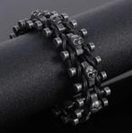 armband skull/schedel/rock/metal 25mm stainless steel+leer, Sieraden, Tassen en Uiterlijk, Armbanden, Verzenden, Nieuw