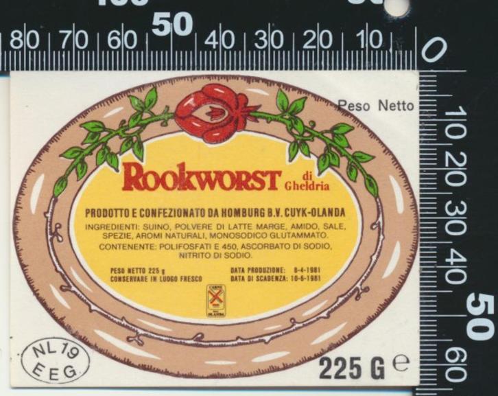 Sticker: Homburg - Rookworst - Cuijk, Verzamelen, Stickers, Zo goed als nieuw, Bedrijf of Vereniging, Ophalen of Verzenden