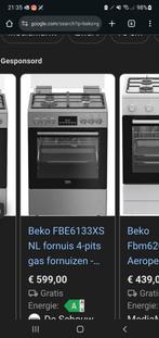 Beko gasfornhuis 4 pits met oven, Ophalen, Gebruikt, Hete lucht, Minder dan 45 cm