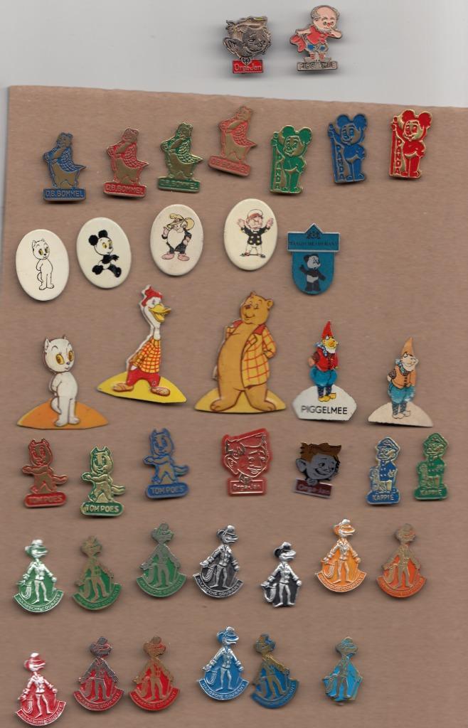 Marten Toonder Tom Poes Olivier B Bommel speldjes, Verzamelen, Speldjes, Pins en Buttons, Gebruikt, Speldje of Pin, Overige onderwerpen