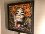 Schilderij zeefdruk met zwarte lijst 80x80 cm, Antiek en Kunst, Ophalen of Verzenden