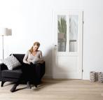 Voorgelakt binnendeur met glas Tijdloos Stomp en Opdek, Niet ingevuld, 80 tot 100 cm, Binnendeur, Niet ingevuld