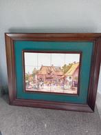 Antiek Tegel plateau Handgeschilderd 12 tegels 106x73cm., Ophalen