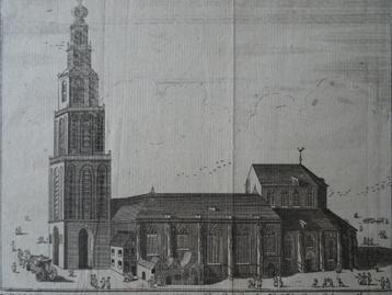 Gravure Martinikerk, St Maarten in Groningen, Harrewijn 1750