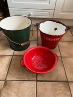 Emaille emmers en vergiet, Antiek en Kunst, Antiek | Emaille, Ophalen of Verzenden