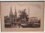 Ets van Oospoort Delft, gesigneerd & ingelijst, Ophalen of Verzenden