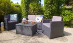 Allibert Monaco loungeset + Arica tafel 4/5 personen grafiet, Ophalen, 5 zitplaatsen, Kunststof, Gebruikt