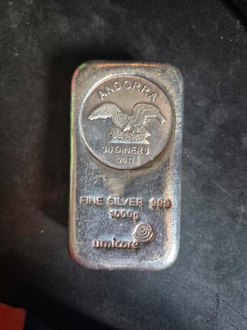 1kg Umicore Andorra Zilverbaar - 999 Fijn Zilver, Postzegels en Munten, Edelmetalen en Baren, Zilver, Ophalen of Verzenden