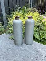 Twee Antieke zinken warmwater kruiken, 8x26cm, samen €12,50, Ophalen of Verzenden, Gebruikt