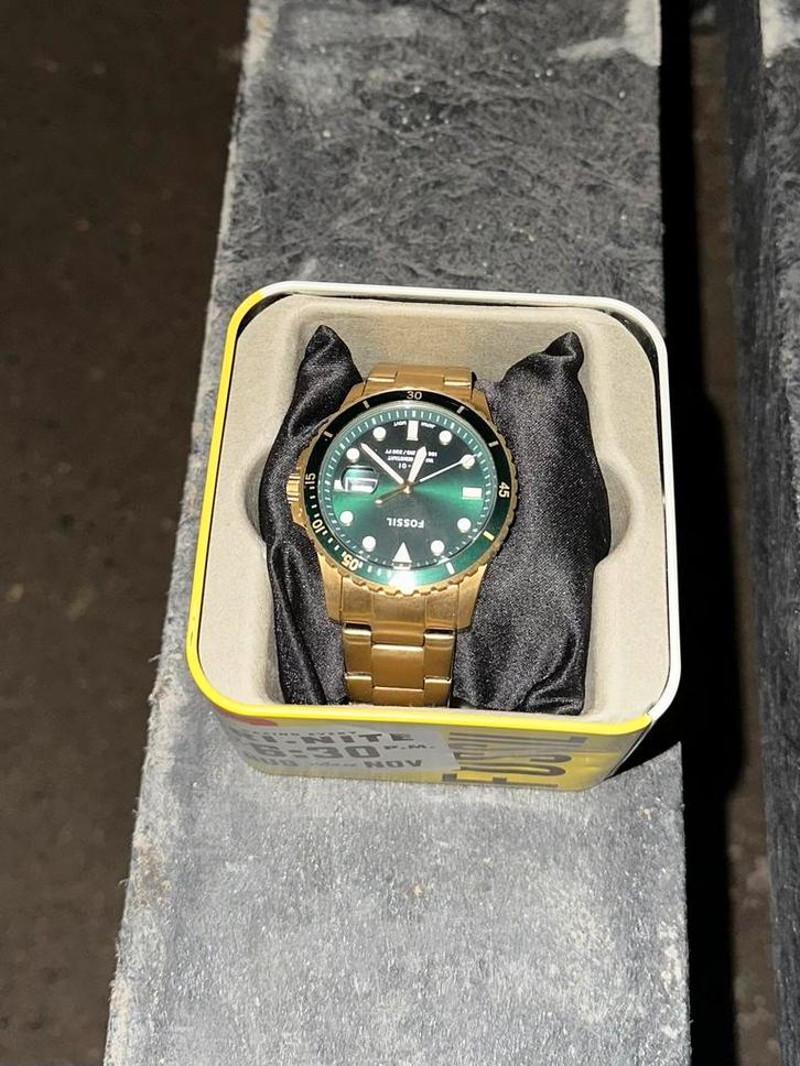 Gouden Fossil horloge, Sieraden, Tassen en Uiterlijk, Horloges | Heren, Zo goed als nieuw, Overige merken, Leer, Ophalen