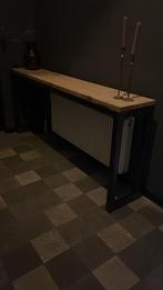 Ijzeren sitetafel met houten blad, Ophalen of Verzenden, Zo goed als nieuw, 25 tot 50 cm, Rechthoekig