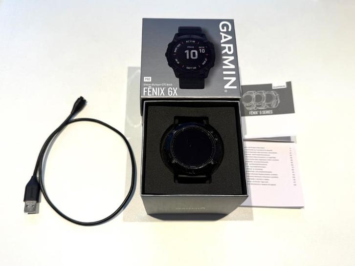Garmin Fenix 6X Pro, Sieraden, Tassen en Uiterlijk, Sporthorloges, Gebruikt, Android, Zwart, Afstand, Calorieverbanding, Conditie