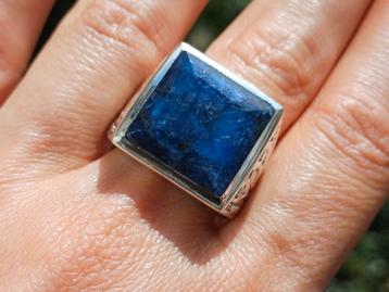 Vanoli 925 zilveren ring met ruwe saffier maat 21,75  beschikbaar voor biedingen