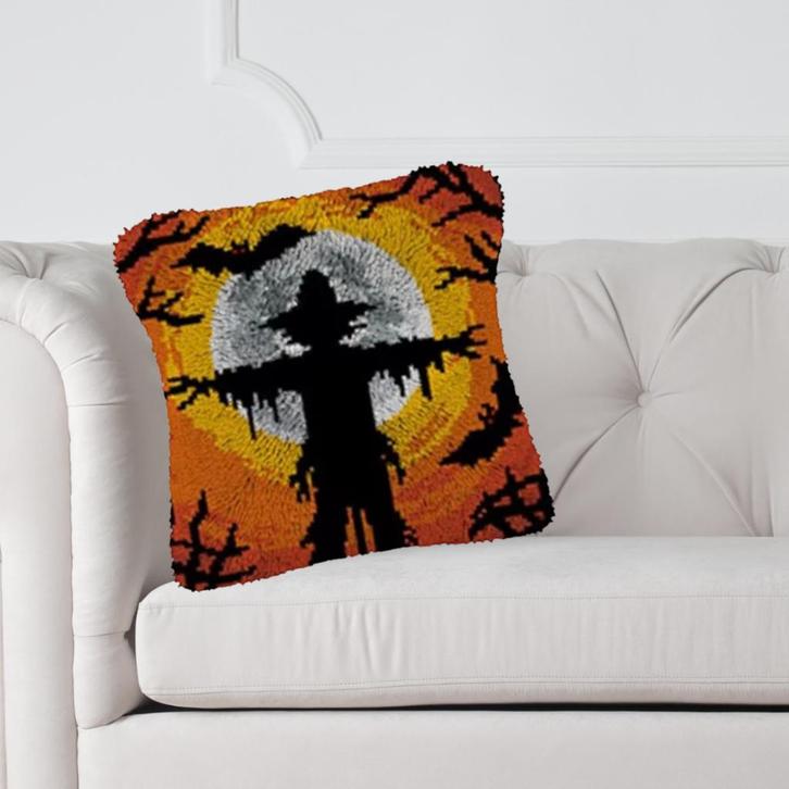 Smyrna, latch hook kussen, diy kit, vogelverschrikker, zelf, Hobby en Vrije tijd, Knutselen, Nieuw, Knutselwerk, Ophalen of Verzenden