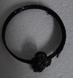 choker zwart met kralen bloem verstelbaar haarband nek band, Overige materialen, Verstelbaar, Zwart, Ophalen of Verzenden