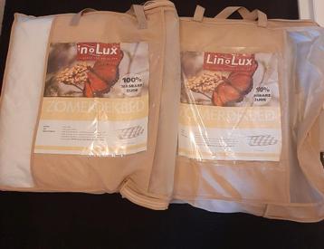 Linolux 2 zomerdekbedden vulling 100% zijde-tijk 100% katoe  beschikbaar voor biedingen