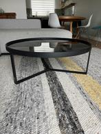Made Salontafel Zwart Staal & Rookglas, Huis en Inrichting, Tafels | Salontafels, Ophalen, Rond, 50 tot 100 cm, Minder dan 50 cm