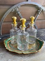 Vintage set flesjes op Florentijns dienblad, Ophalen of Verzenden