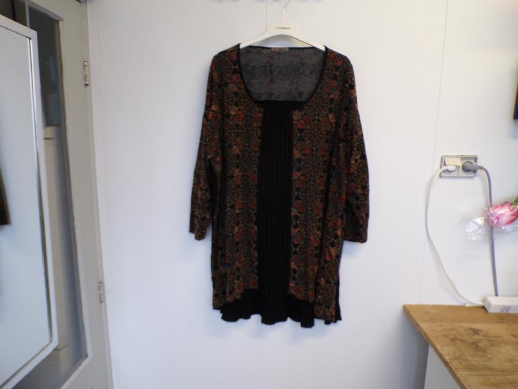 Apart tuniek Exelle zwart plisse/multicolor XL - 58/60, Exelle, Overige kleuren, Blouse of Tuniek, Ophalen of Verzenden