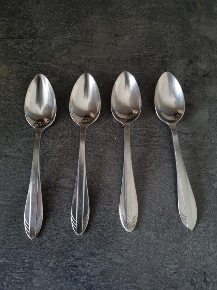 4 Gero Zilmeta theelepeltjes model 581, Huis en Inrichting, Keuken | Bestek, Gebruikt, Los bestek, Rvs of Chroom, Ophalen of Verzenden