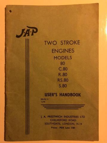 Handleiding JAP stationaire motor models 80 beschikbaar voor biedingen