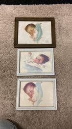 Kleine vintage schilderijtjes baby prent curiosa/brocante, Ophalen of Verzenden, Zo goed als nieuw