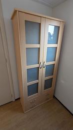 Houten kast met glazen deuren en lades, Huis en Inrichting, Ophalen, Gebruikt, Glas, 50 tot 100 cm