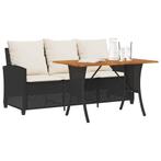 Tuinbank Calipso 3-zits met kussens & tafel poly rattan zwar, Verzenden, Nieuw, Wicker, Aylvalan 5 Bakkeveen