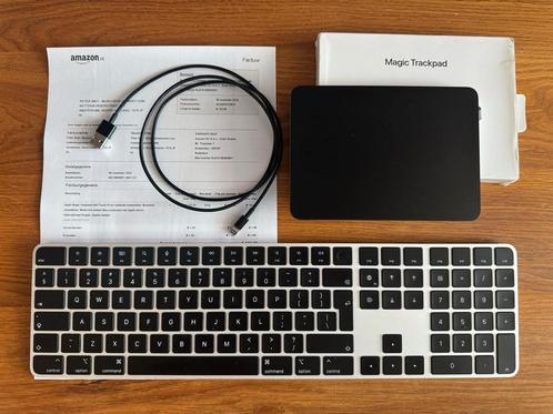 Zwarte Apple Magic Keyboard met Touch-ID & Trackpad 2 black, Computers en Software, Toetsenborden, Zo goed als nieuw, Qwerty, Draadloos