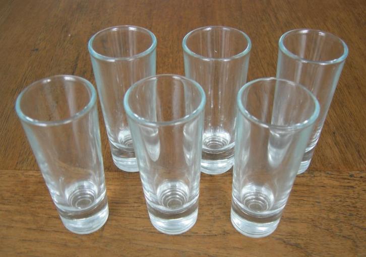 Hoge Amuse glaasjes (6x). Afmeting Ø 3,8x7,1 cm., Huis en Inrichting, Keuken | Servies, Zo goed als nieuw, Glas of Glazen, Effen