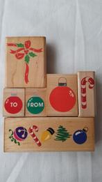 6 Rubber Stampede Kerststempels - Hout, Hobby en Vrije tijd, Ophalen of Verzenden, Nieuw, Houten stempel