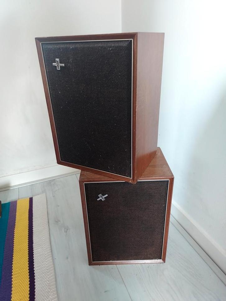 Vintage Philips Houten Boxen - Set, Audio, Tv en Foto, Luidsprekers, Gebruikt, Front, Rear of Stereo speakers, Minder dan 60 watt