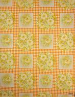 4728 Vintage behang oranje ruit bloemen 70s keuken swiet, Ophalen of Verzenden, 75 m² of meer, Oranje