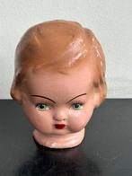 Antiek papier mache poppen hoofd 12.5 cm H, Verzamelen, Poppen, Ophalen of Verzenden, Gebruikt