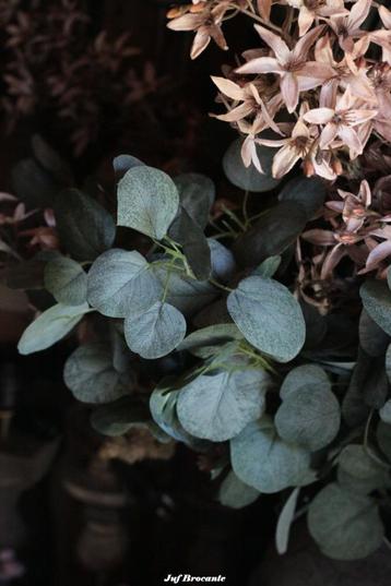 Lange tak eucalyptus (kunst) met vol blad, zijdebloemen beschikbaar voor biedingen