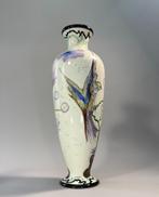 Art Nouveau vaas met exotische vogel – Gouda Plateel Holland, Ophalen of Verzenden