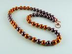 Ketting Copper Swarovski parels koper en burgundy koper, Sieraden, Tassen en Uiterlijk, Kettingen, Overige materialen, Paars, Nieuw
